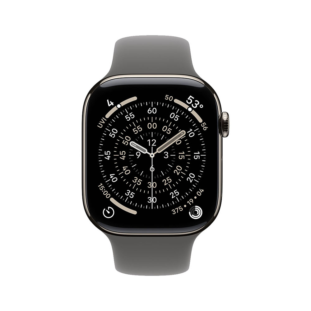 Apple Watch S11 Cellular 42mm Natural Titanium Case with Stone Grey Sport Band - S/M-1
