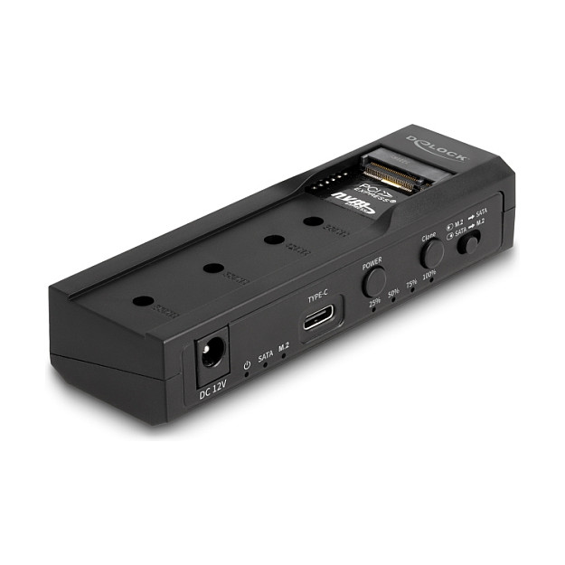 Konverter DeLOCK USB Type-C za 1 x M.2 NVMe SSD + 1 x SATA SSD / HDD s funkcijom kloniranja-0