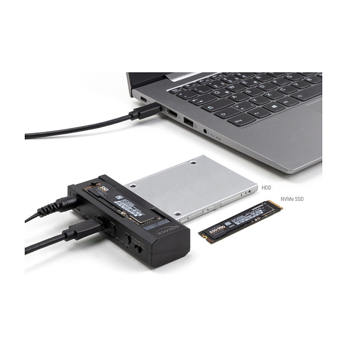 Konverter DeLOCK USB Type-C za 1 x M.2 NVMe SSD + 1 x SATA SSD / HDD s funkcijom kloniranja-3