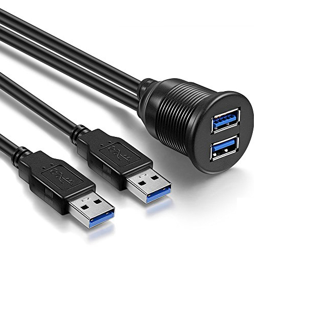 Ugradbena utičnica AMPIRE XUD015 (dvostruka USB-A, 15cm)-0