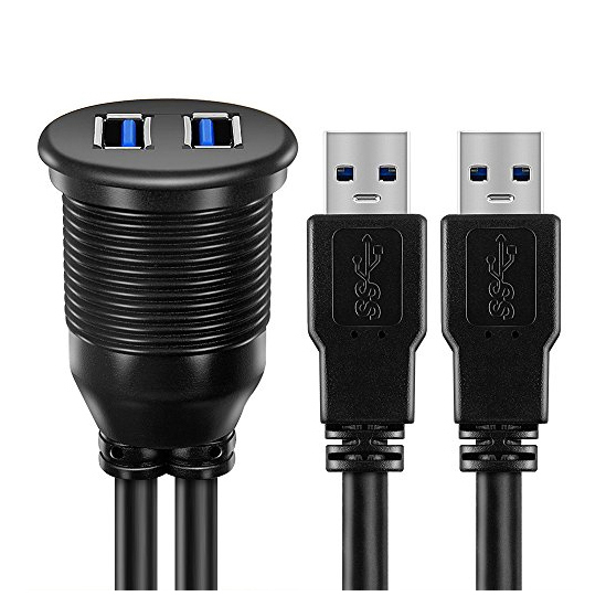 Ugradbena utičnica AMPIRE XUD015 (dvostruka USB-A, 15cm)-1