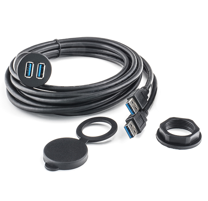 Ugradbena utičnica AMPIRE XUD015 (dvostruka USB-A, 15cm)-2