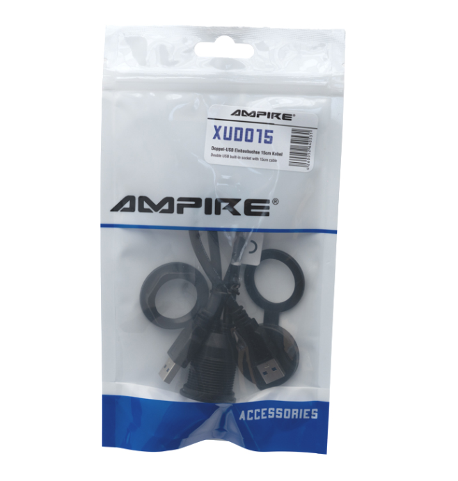 Ugradbena utičnica AMPIRE XUD015 (dvostruka USB-A, 15cm)-4