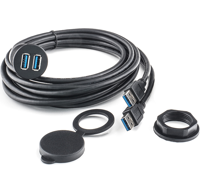 Ugradbena utičnica AMPIRE XUD060 (dvostruka USB-A, 60cm)-6