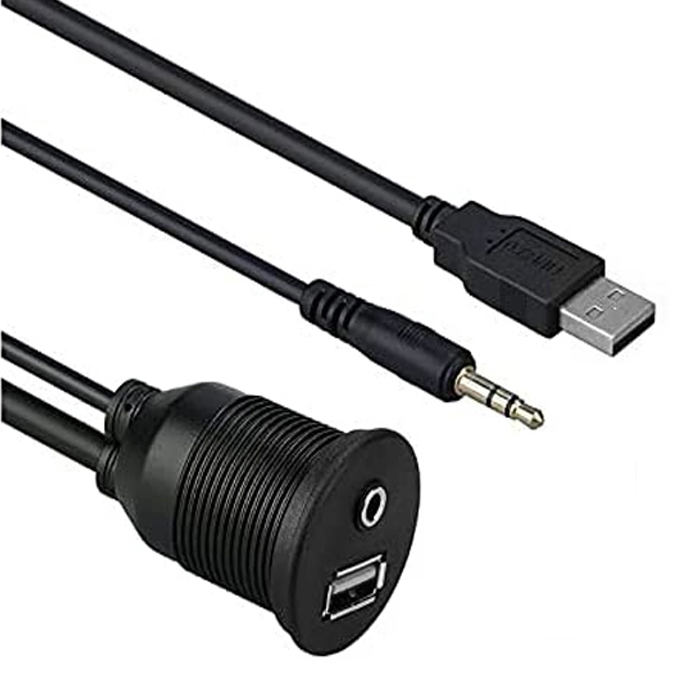 Ugradbena utičnica AMPIRE XUX060 (USB-A / AUX, 3.5mm jack, 60cm)-3