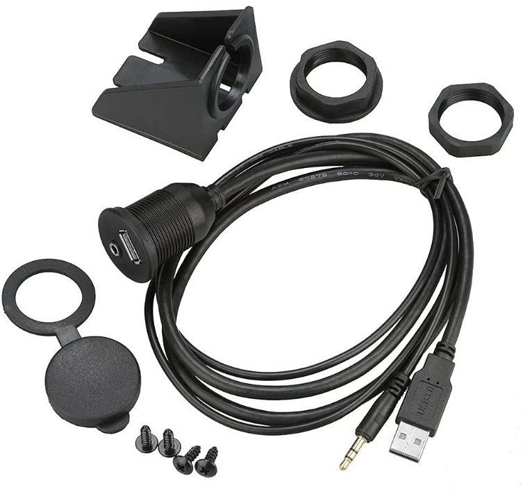 Ugradbena utičnica AMPIRE XUX060 (USB-A / AUX, 3.5mm jack, 60cm)