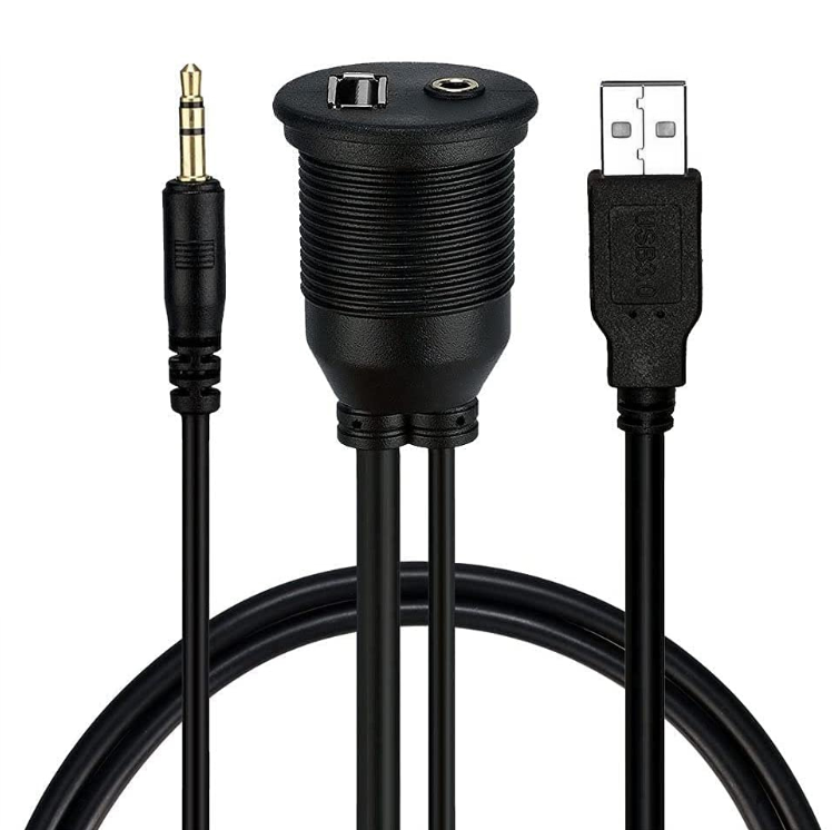 Ugradbena utičnica AMPIRE XUX060 (USB-A / AUX, 3.5mm jack, 60cm)-1