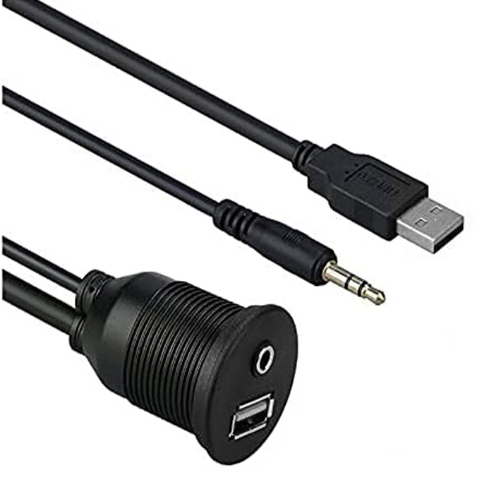 Ugradbena utičnica AMPIRE XUX060 (USB-A / AUX, 3.5mm jack, 60cm)-4