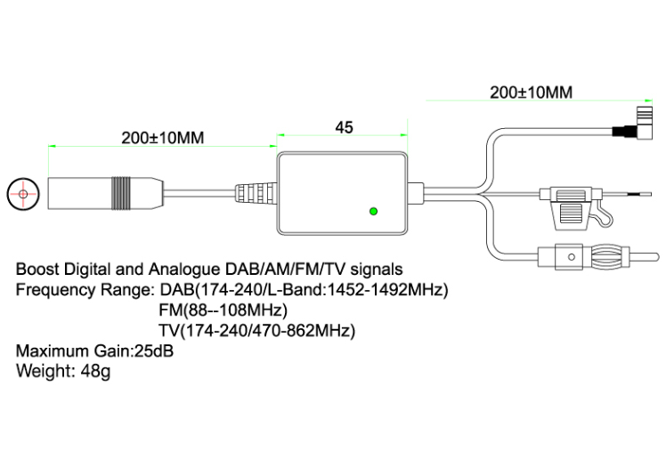 Razdjelnik antene AMPIRE DAB1 aktivni DAB+-2