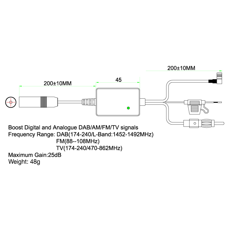 Razdjelnik antene AMPIRE DAB1 aktivni DAB+-5