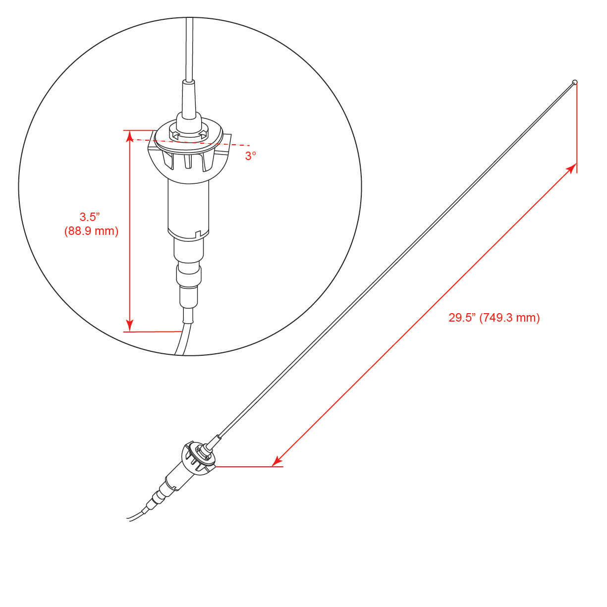 Antenna RETROSOUND 1968-70 MOPAR B Body (1968-70 Roadrunner; 1968-70 Coronet)-3