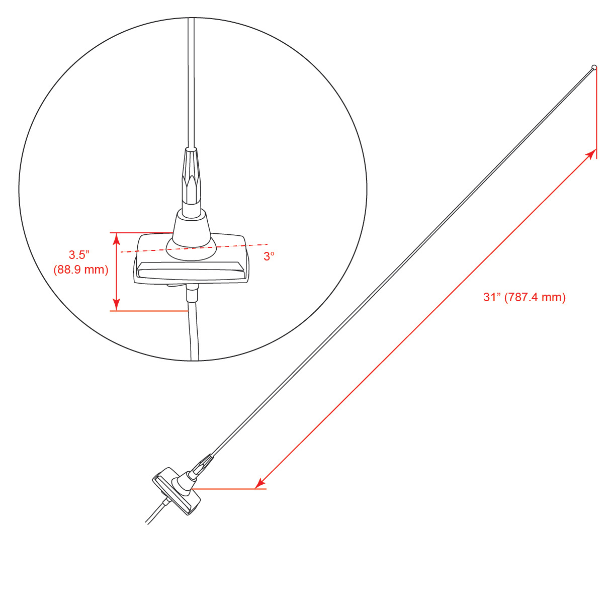Antenna RETROSOUND 1965-85 Rectangular mount Ford-1