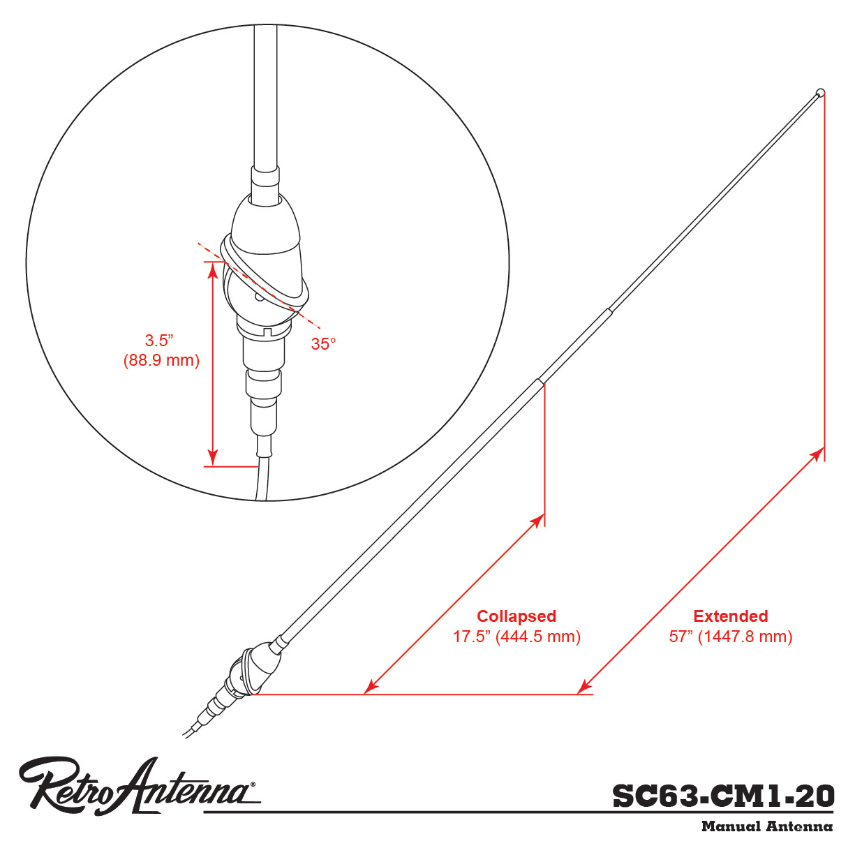 Antenna RETROSOUND Teleskopantenne verchromtes Messing Heckmontage-1