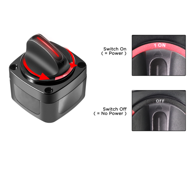 Prekidač baterije AMPIRE za 1 bateriju (ON/OFF), 250A, s kontrolnom LED diodom (12V)-2