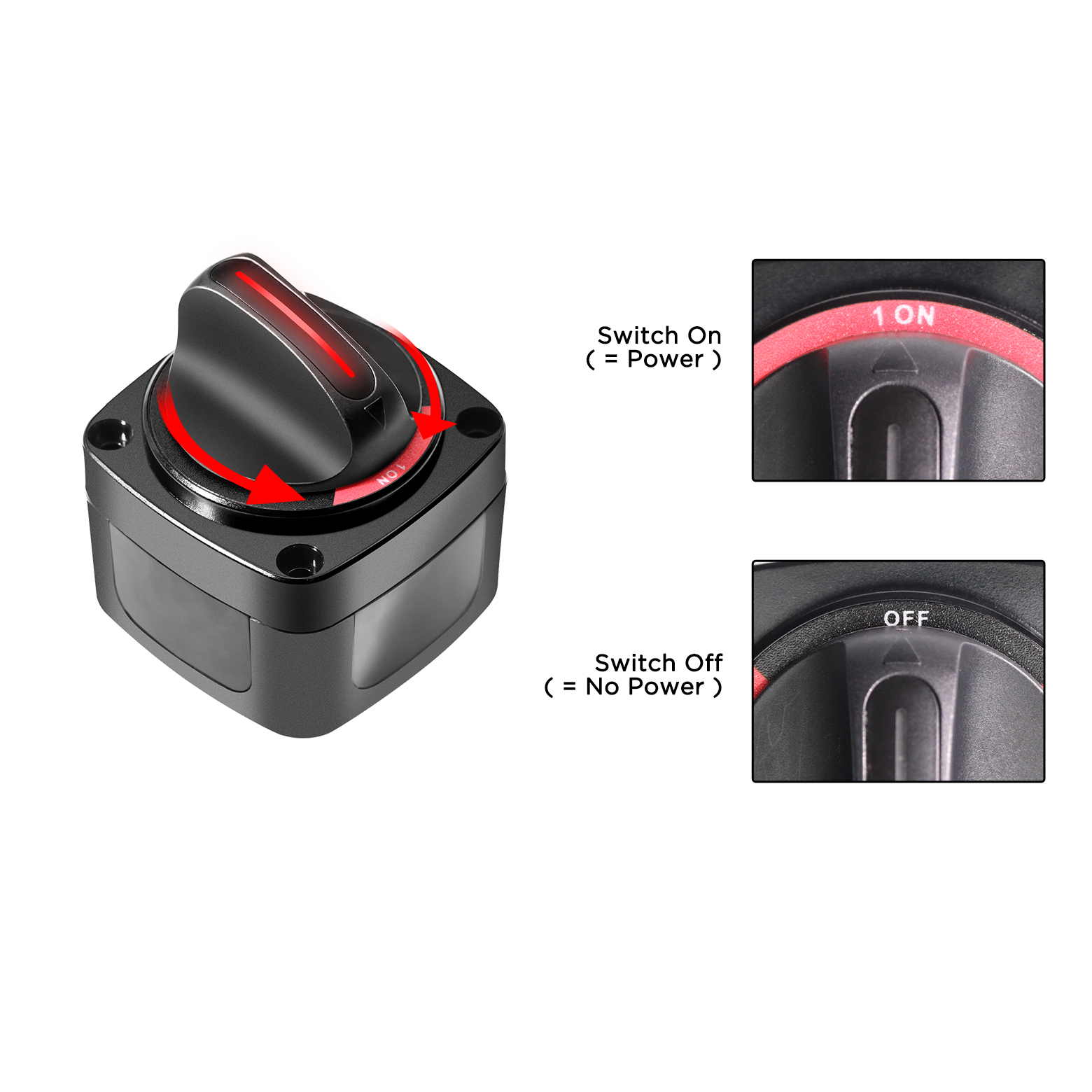 Prekidač baterije AMPIRE za 1 bateriju (ON/OFF), 250A, s kontrolnom LED diodom (12V)-12