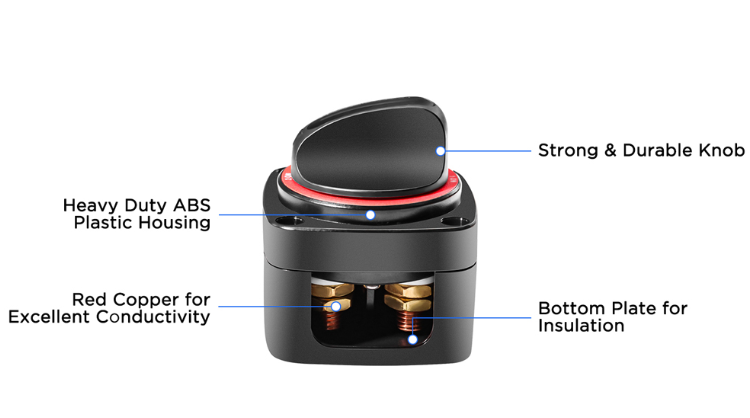 Prekidač baterije AMPIRE za 1 bateriju (ON/OFF), 250A, s kontrolnom LED diodom (12V)-4