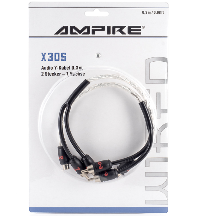 Audio Y-kabel AMPIRE X30B (30cm, Stop Noise tehnologija, RCA priključci)-4