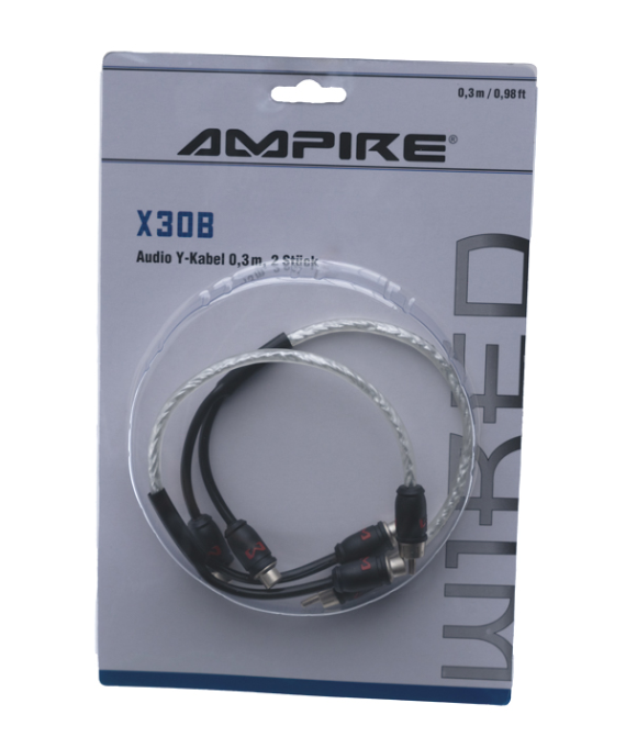 Audio Y-kabel AMPIRE X30B (30cm, Stop Noise tehnologija, RCA priključci)-3