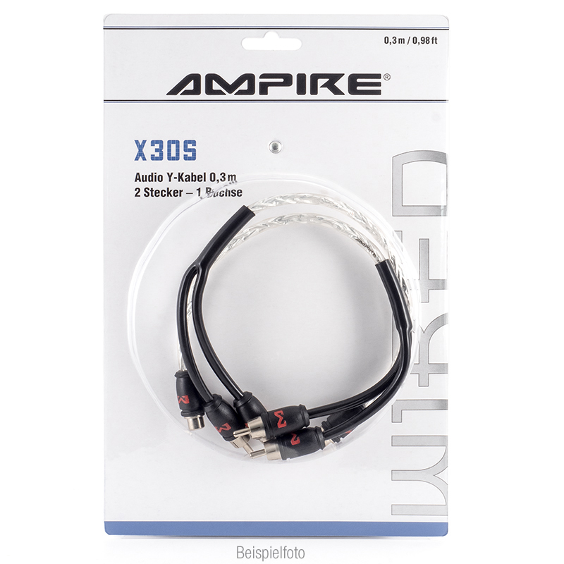 Audio Y-kabel AMPIRE X30B (30cm, Stop Noise tehnologija, RCA priključci)-6