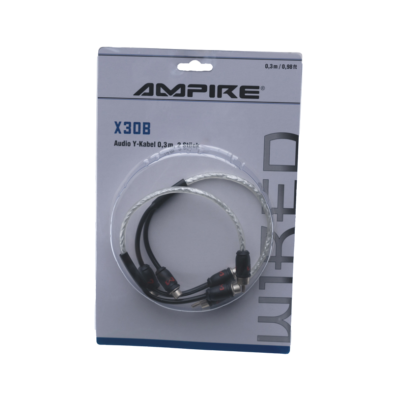Audio Y-kabel AMPIRE X30B (30cm, Stop Noise tehnologija, RCA priključci)-7