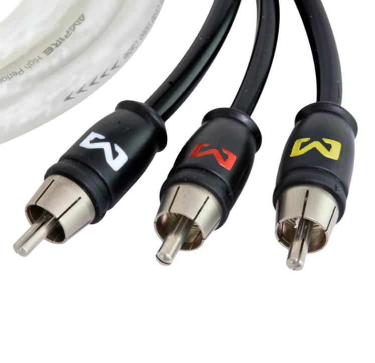 AV kabel AMPIRE 100cm, 3-kanalni (X-Link serija, 100% folijski oklop, Stop Noise tehnologija, 75 Ohma video impedancija)