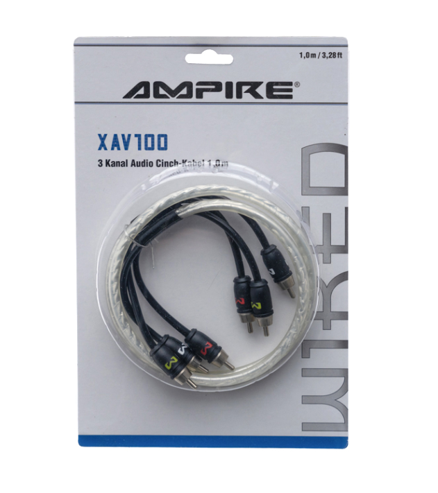 AV kabel AMPIRE 100cm, 3-kanalni (X-Link serija, 100% folijski oklop, Stop Noise tehnologija, 75 Ohma video impedancija)-2