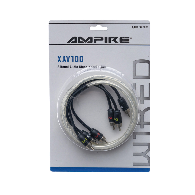 AV kabel AMPIRE 100cm, 3-kanalni (X-Link serija, 100% folijski oklop, Stop Noise tehnologija, 75 Ohma video impedancija)-7