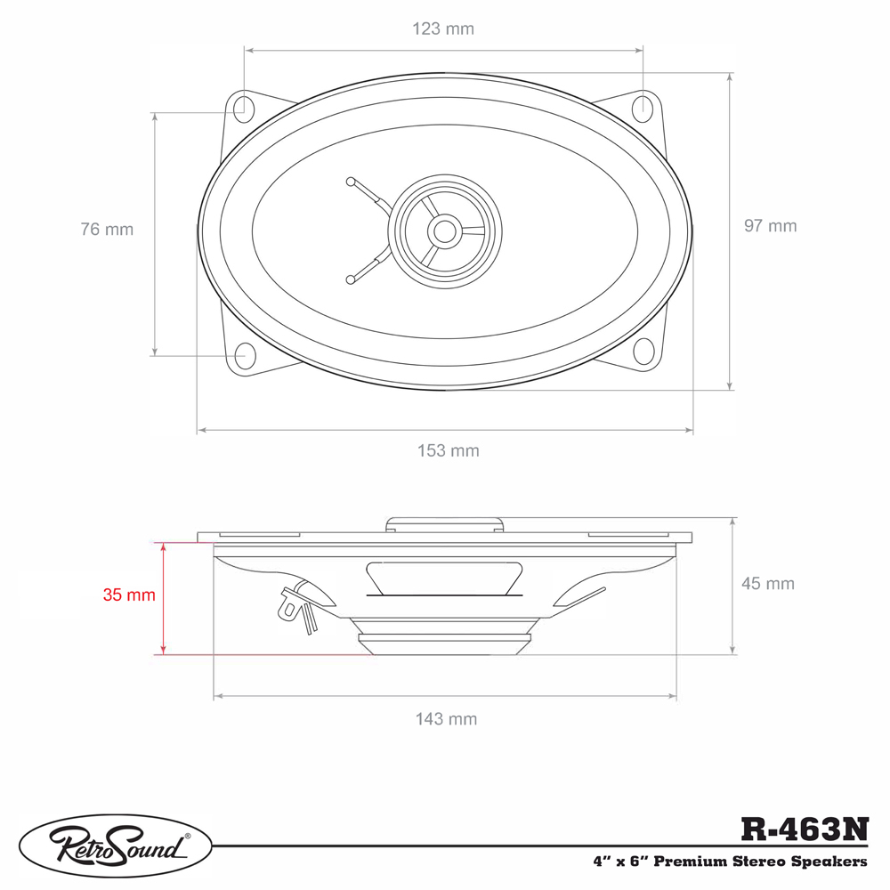 Zvučnici RETROSOUND 4''x6'' 97 x 153mm (par) Neodym-2
