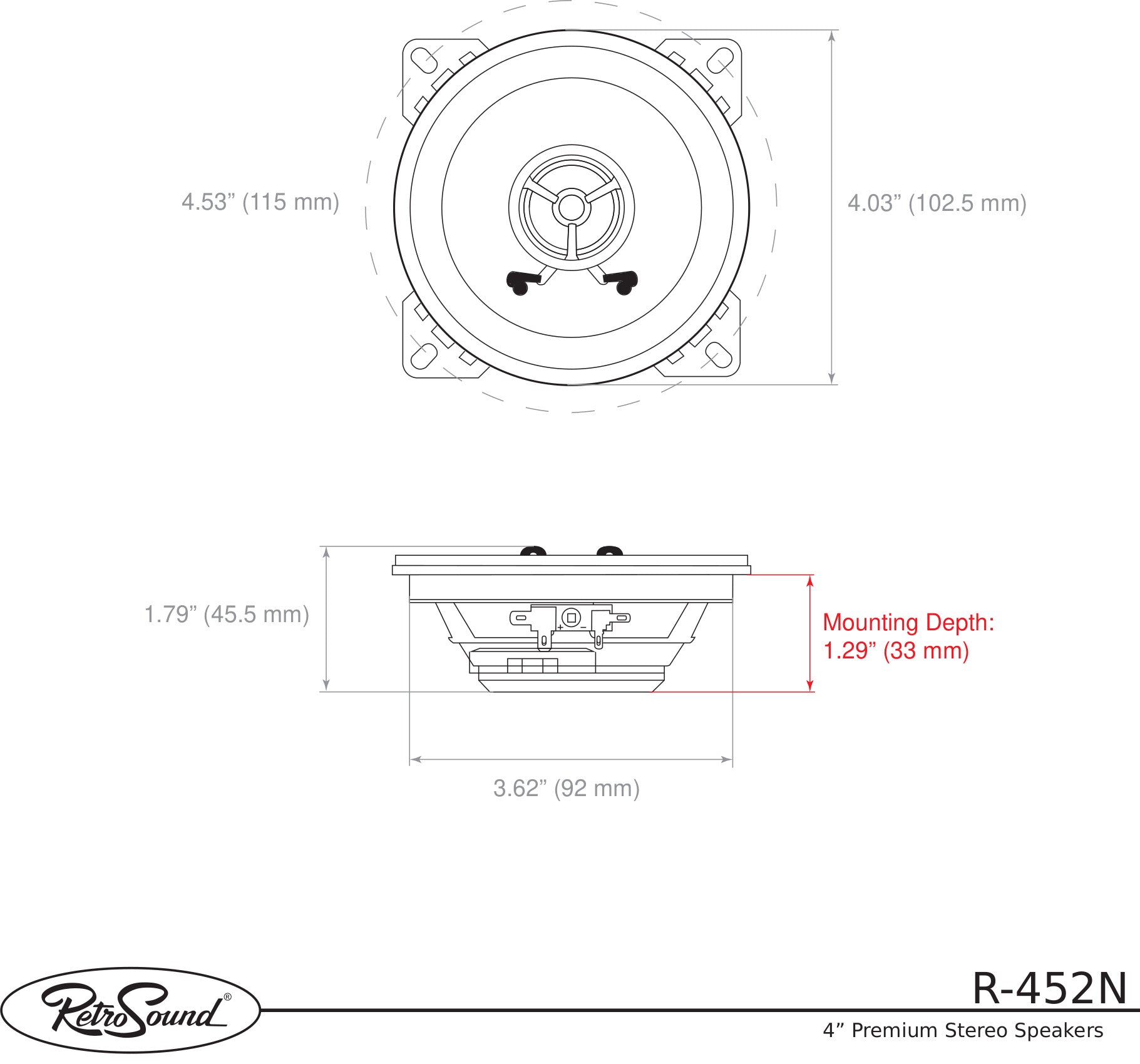 Zvučnik RETROSOUND Speaker 4.5'' 114mm (par) Neodym-11