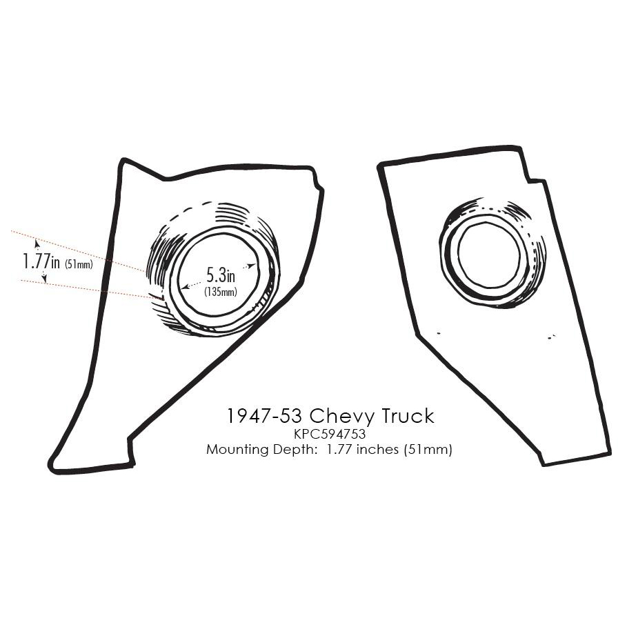 Kickpanel RETROSOUND bez S-62 zvučnika za Chevrolet Truck (1947-53) crna boja-1