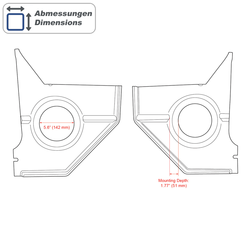 Kickpanel RETROSOUND bez S-62 zvučnika Ford Mustang (1967-68) crna boja-2
