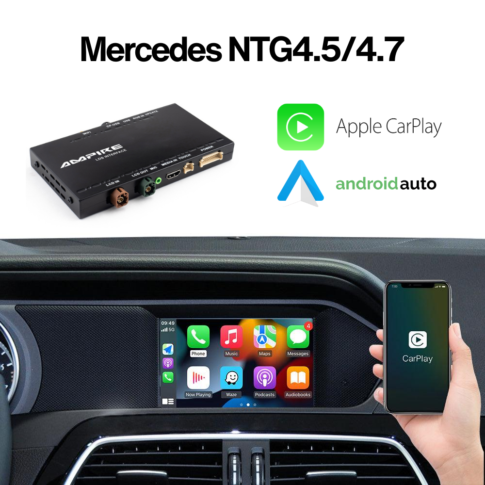 Smartphone integracija AMPIRE za Mercedes NTG4.5/4.7 (Apple CarPlay, Android Auto, opcija parking kamere, bez Drive Kit Plus B56/B62)