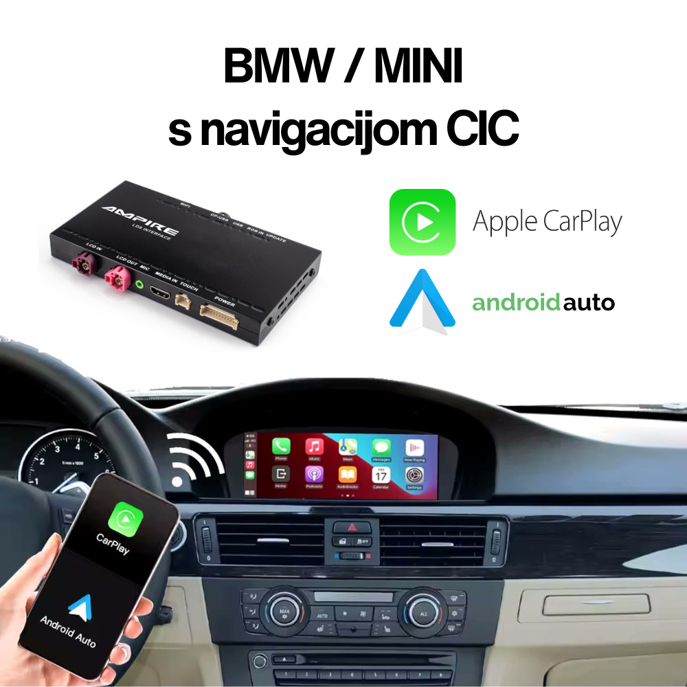 Smartphone integracija AMPIRE za BMW/MINI s navigacijom CIC (Apple CarPlay, Android Auto, opcija parking kamere)-0
