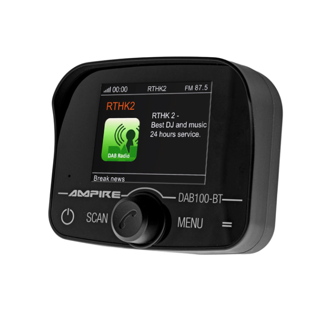 DAB+ prijemnik AMPIRE DAB100-BT (s BT hands-free kompletom i antenom)-0
