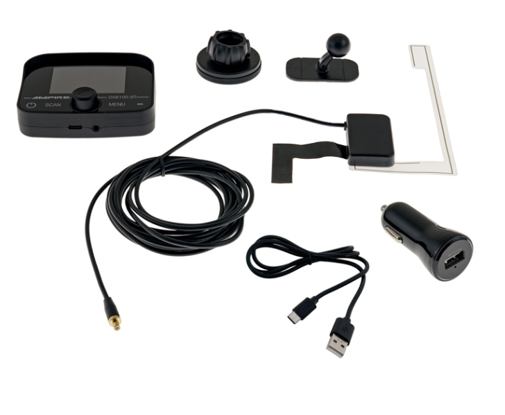 DAB+ prijemnik AMPIRE DAB100-BT (s BT hands-free kompletom i antenom)-1