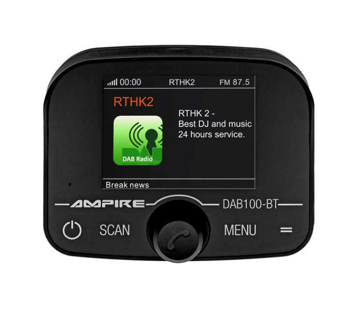 DAB+ prijemnik AMPIRE DAB100-BT (s BT hands-free kompletom i antenom)-2