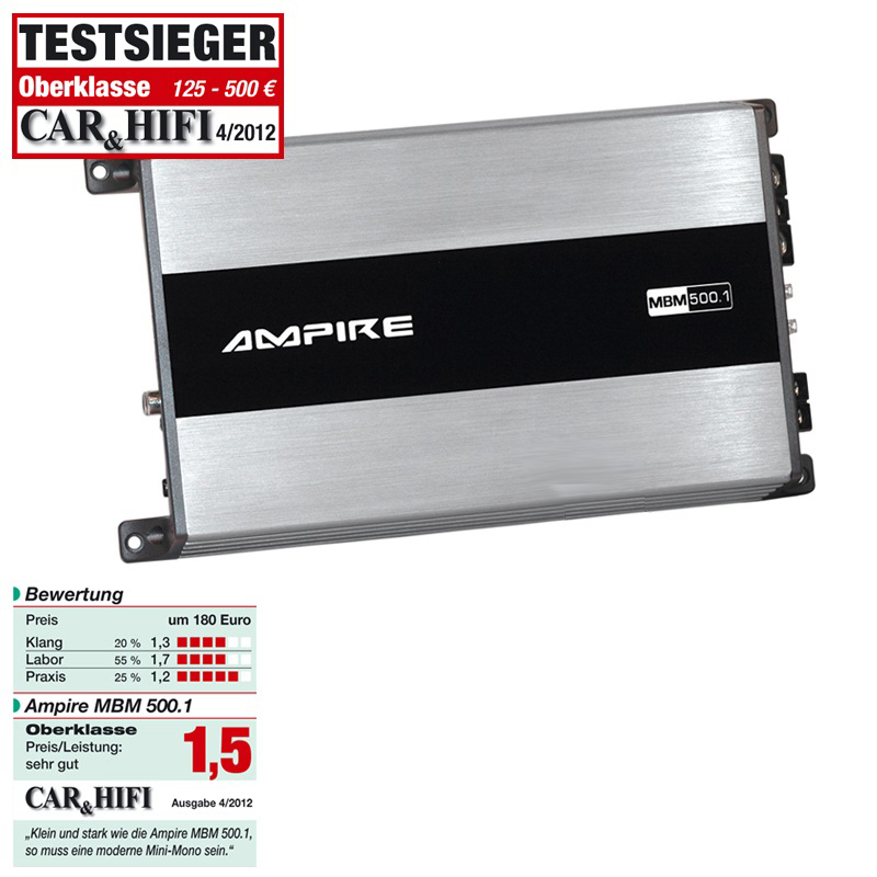 Auto pojačalo AMPIRE mono digitalno pojačalo Class D, 1x500W-6