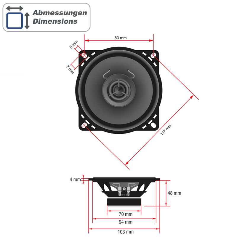 Koaksijalni zvučnici 10cm AMPIRE CPX100 (16mm silk dome visokotonac, bez mrežice, par)-6