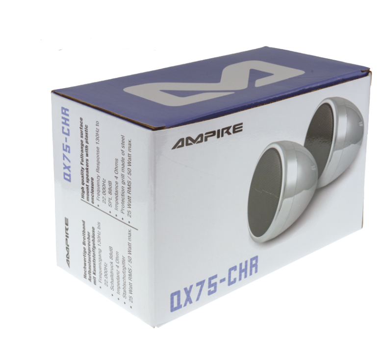 Nadgradni zvučnici 7cm AMPIRE QX75-CHR Premium kromirani (par)-3