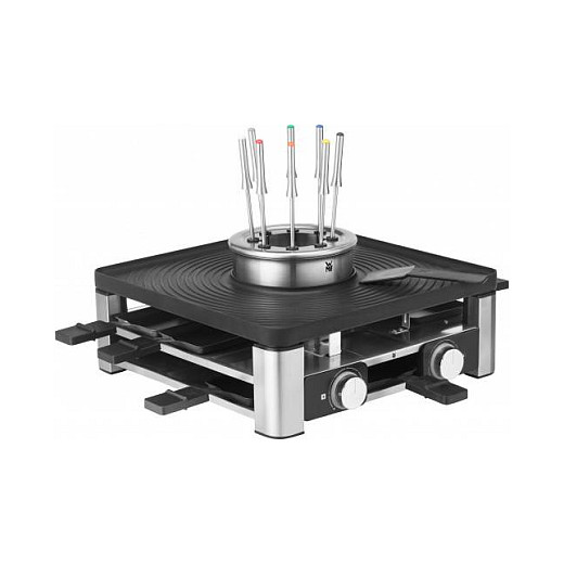 Raclette grill WMF Lumero Gourmet Station 3-in-1 (8 osoba, 1800 W, fondue lonac 0,75 l, Cromargan nehrđajući čelik)