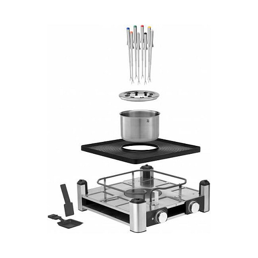 Raclette grill WMF Lumero Gourmet Station 3-in-1 (8 osoba, 1800 W, fondue lonac 0,75 l, Cromargan nehrđajući čelik)-1