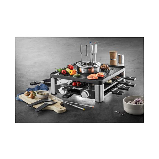 Raclette grill WMF Lumero Gourmet Station 3-in-1 (8 osoba, 1800 W, fondue lonac 0,75 l, Cromargan nehrđajući čelik)-4