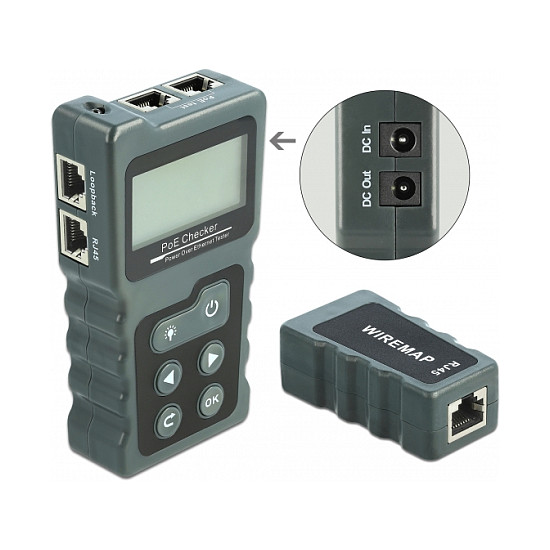 Tester kabela DELOCK 63110 (LCD, RJ45 / PoE / DC)-1