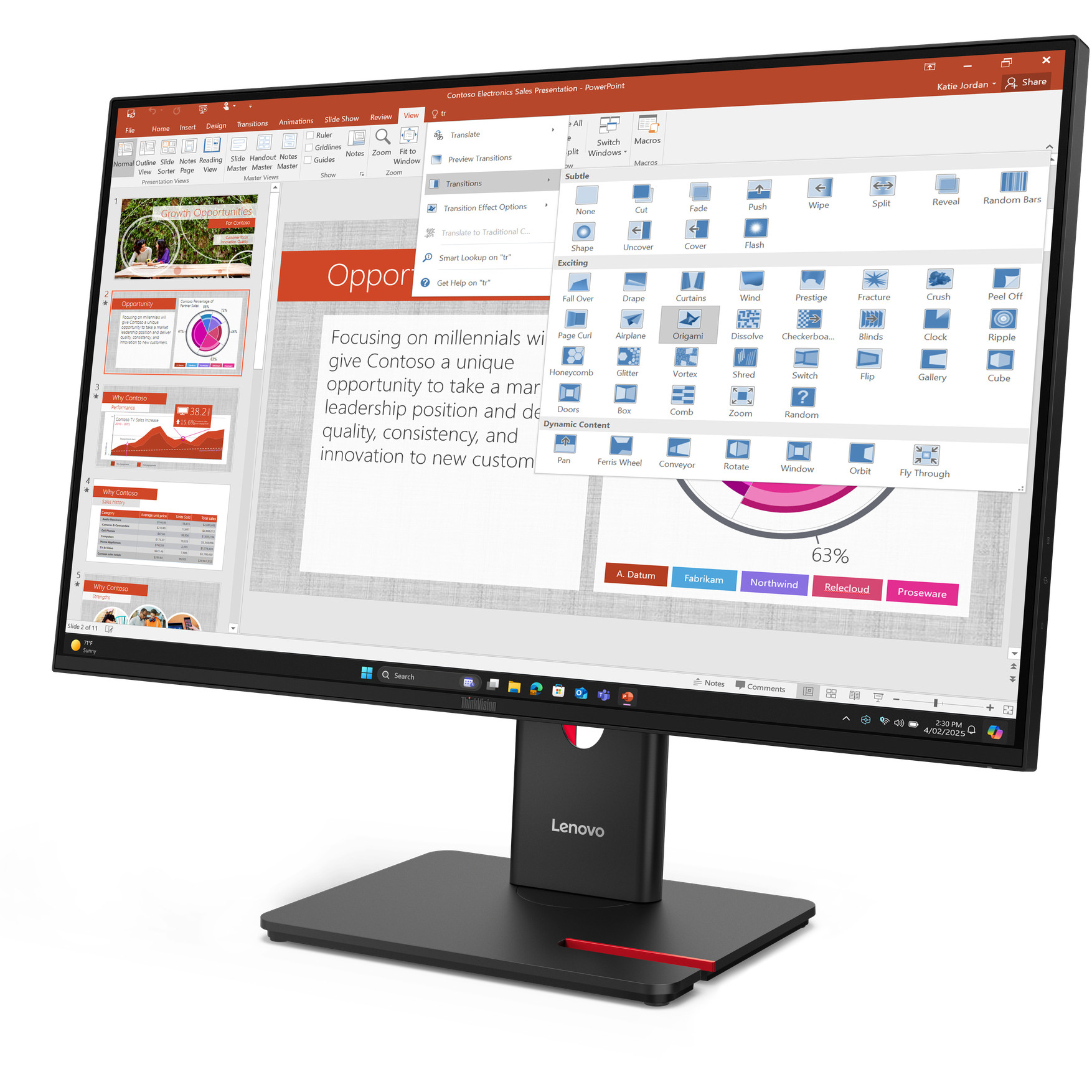 Monitor LENOVO ThinkVision T27-40 (27" 1920x1080, IPS, 4ms, 48Hz)-2