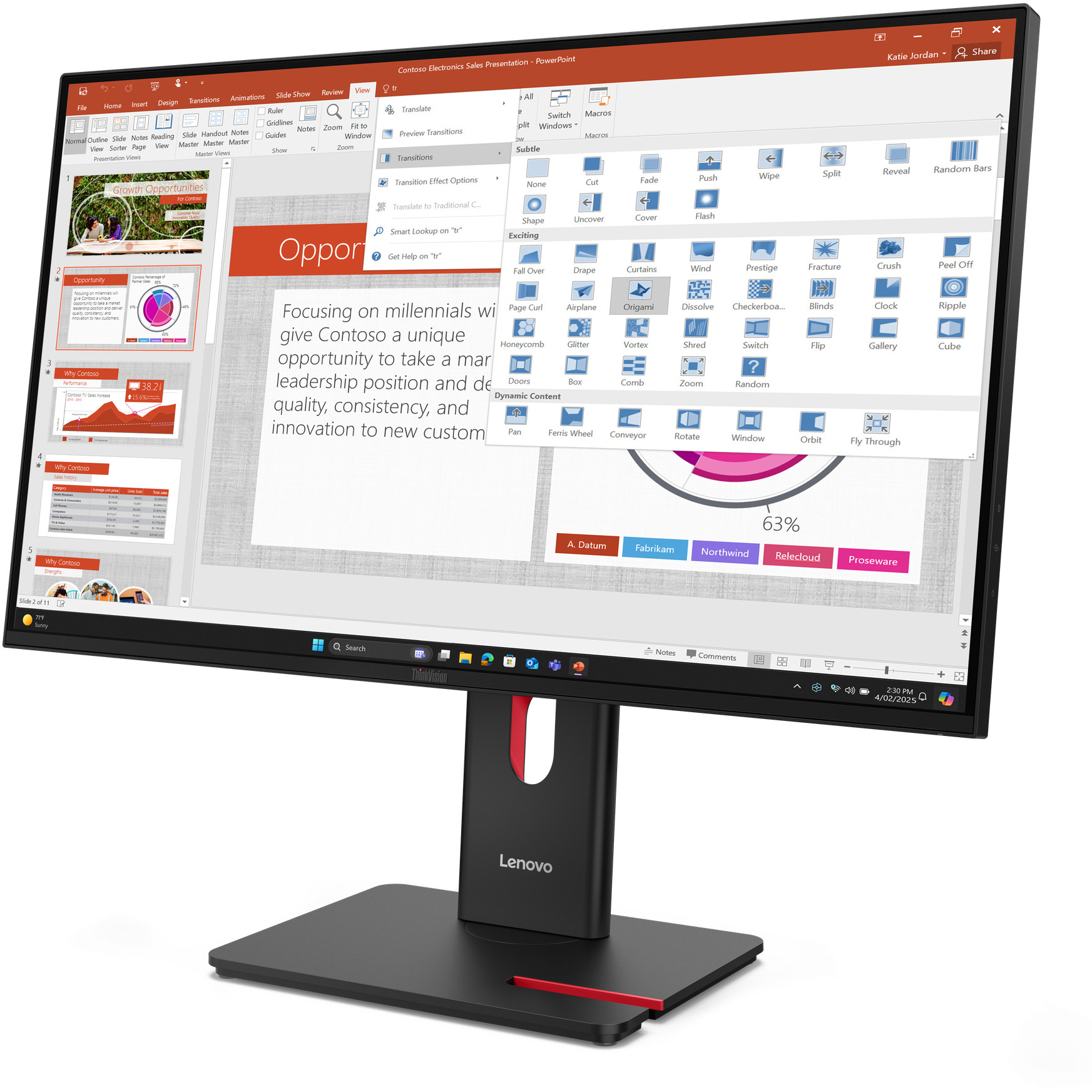 Monitor LENOVO ThinkVision T27-40 (27" 1920x1080, IPS, 4ms, 48Hz)-5
