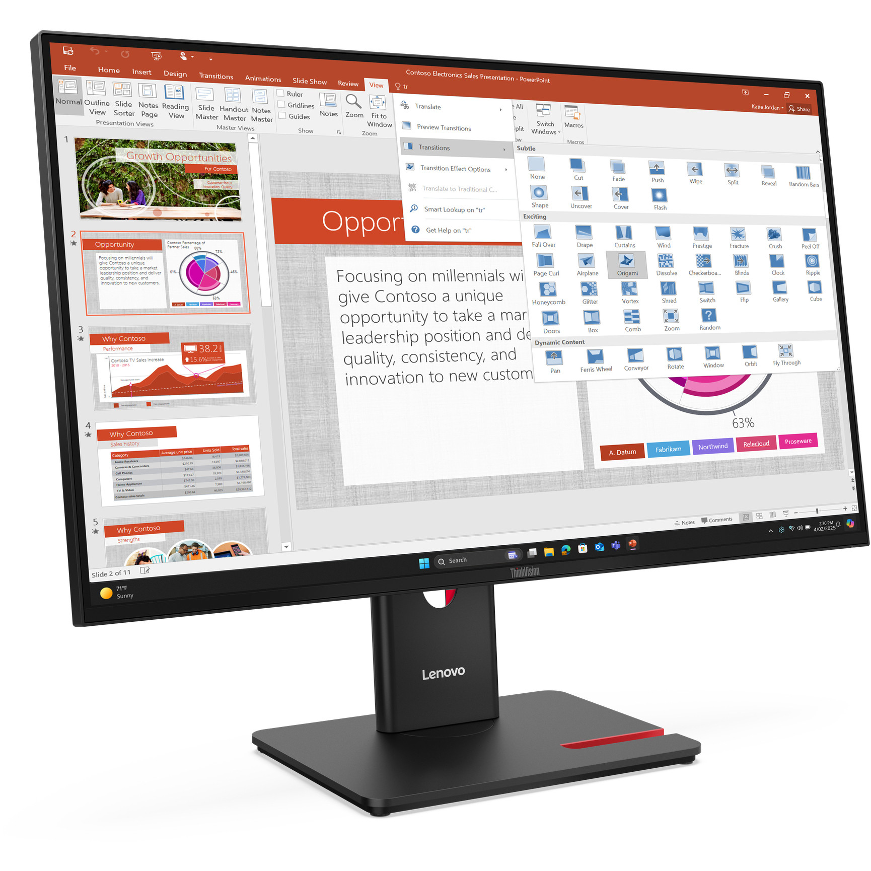 Monitor LENOVO ThinkVision T27-40 (27" 1920x1080, IPS, 4ms, 48Hz)-6