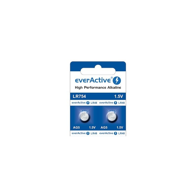 Baterija everActive LR754 1.5V Alk.G5/LR48 BL2 (Alkalna, 1.5V, LR754/LR48/AG5/G5/393/309/L754)-0