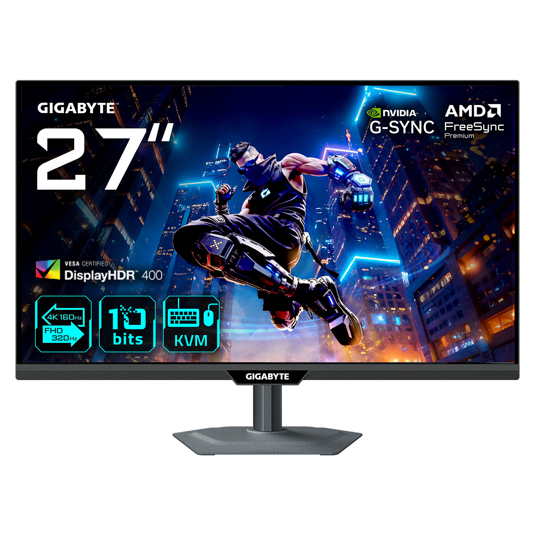 Monitor GIGABYTE M27UP (27", 4K UHD, 160Hz, 1ms, FreeSync Premium Pro, DisplayHDR400, HDMI 2.1, DisplayPort 1.4)-0