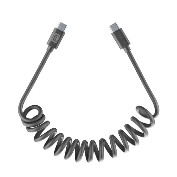 Kabel CELLULARLINE, USB-C na USB-C, Spiralni, 120cm, Crni-1