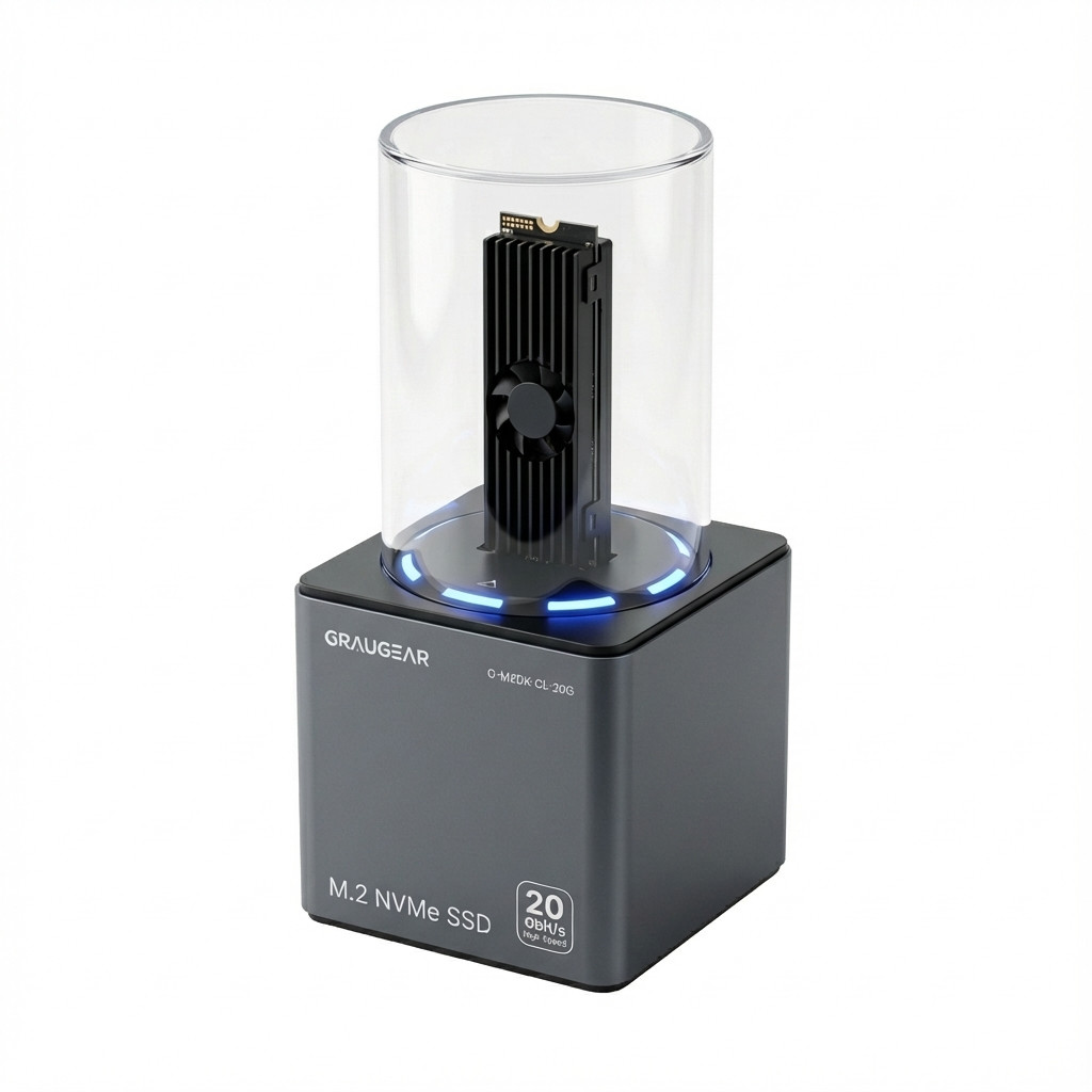 Klone Station GRAUGEAR DM.2 M.2 NVMe SSD s ventilatorom 20Gbit